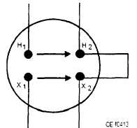 Polarity markings and directions of voltages when polarity is subtractive