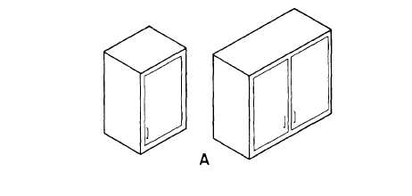 Typical kitchen cabinets: wall (view A) and base (view B)