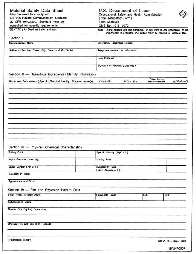 Material Safety Data Sheet, page 1