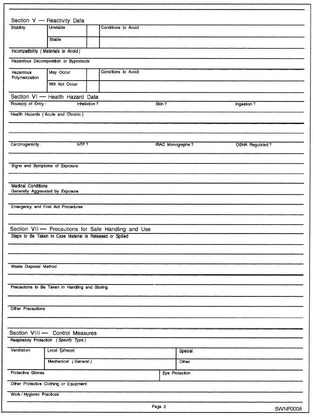Material Safety Data Sheet, page 2