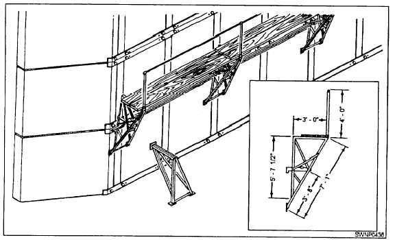 PortabIe scaffolding used in assembly of structures on a pier