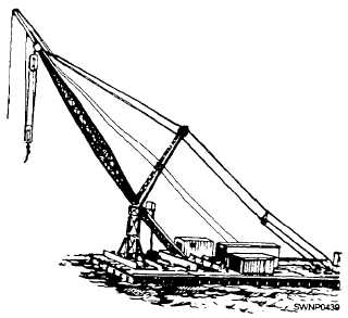 100-ton derrick mounted on a 10 x 30 barge