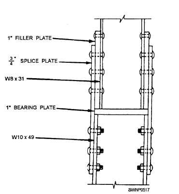 Column splice with change in column size