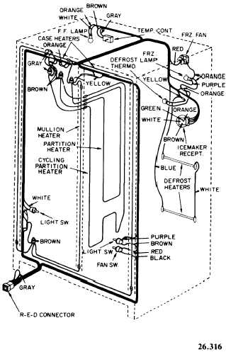 Schematic wiring diagram of side-by-side refrigerator with automatic ice maker