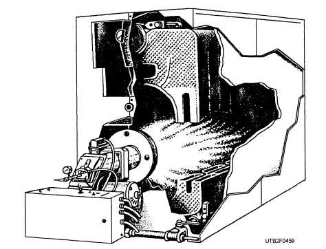 Cutaway view of a cast-iron boiler